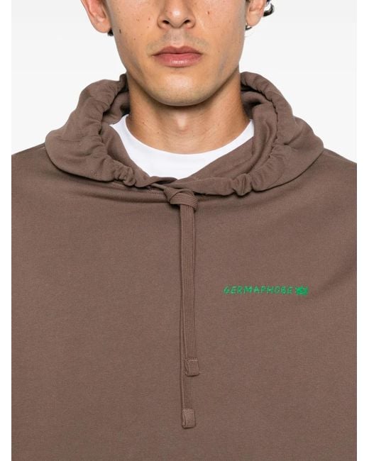 11 11 L.U.C.K. Brown Logo-Embroidered Hoodie