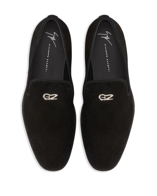 Giuseppe Zanotti Black Imrham Logozalì-embellished Suede Loafers for men