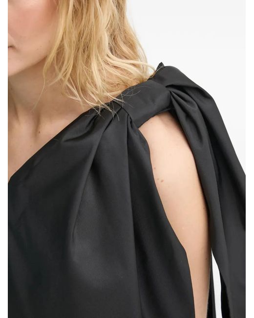 Sleeper Black Bow One-Shoulder Midi Dress
