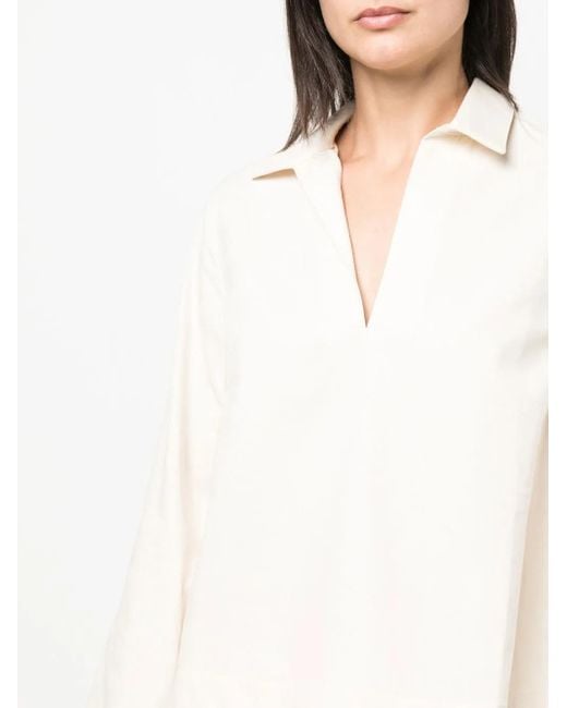 Baserange White Onda Collared Shirt