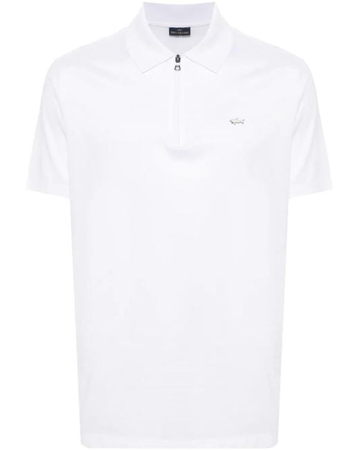 Paul & Shark White Logo-Appliqué Polo Shirt for men