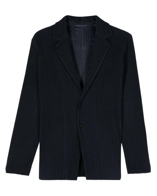 Homme Plissé Issey Miyake Blue Pleated Single-Breasted Jacket for men