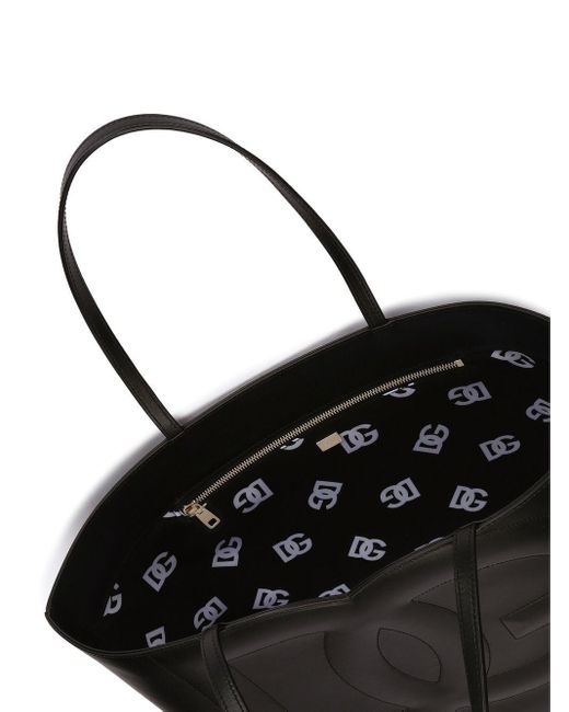 Dolce & Gabbana Black Logo Leather Shopping Bag