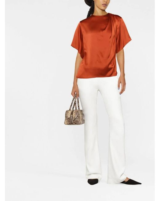 Vince Orange Draped Silk Top