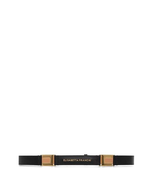 Elisabetta Franchi White Logo Leather Belt
