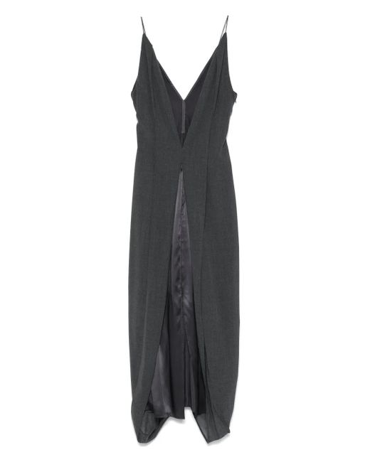 Yehuafan Gray Layered Maxi Dress