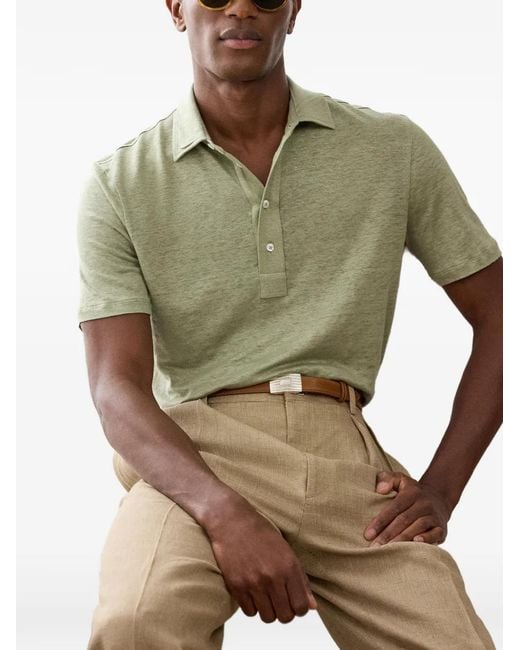 Ralph Lauren Green Linen Polo Shirt for men