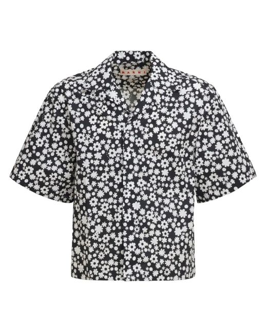 Camicia A Fiori All-Over di Marni in Black da Uomo
