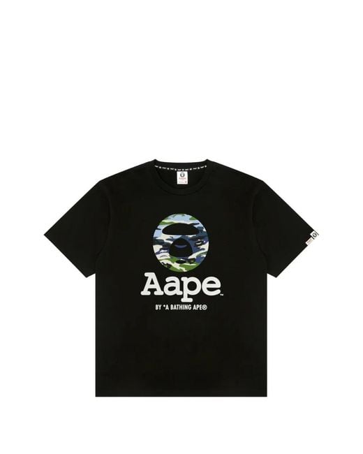 Aape By A Bathing Ape Black T-Shirt À Imprimé Camouflage for men