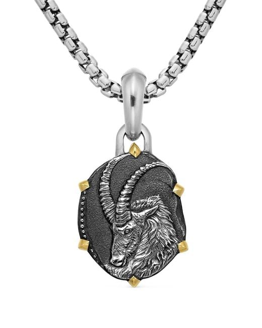 David Yurman Metallic 18Kt And Sterling Capricorn Amulet (33Mm) for men