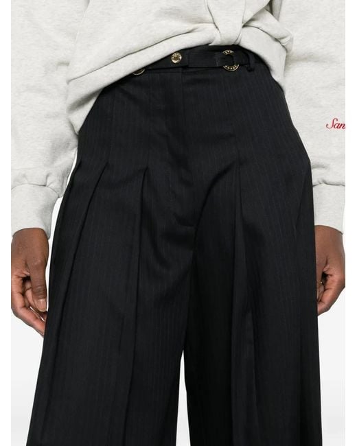 Sandro Black Mateus Striped Pleated Shorts