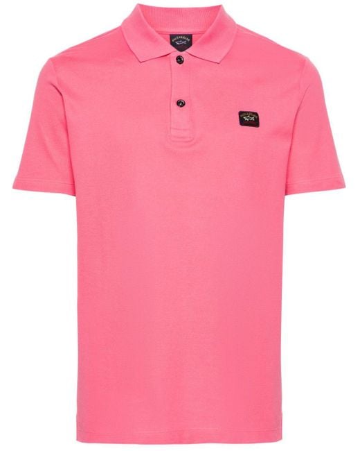 Paul & Shark Pink Logo-patch Cotton Polo Shirt for men