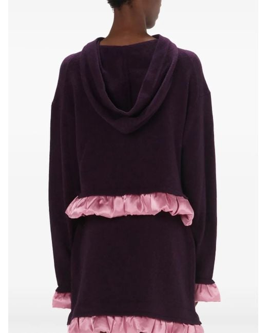 J.W. Anderson Purple Satin-Trimmed Cropped Hoodie