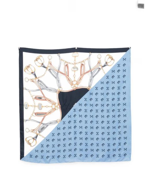 Maje Blue Logo-Print Scarf