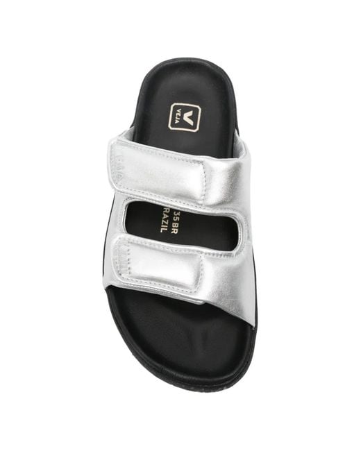 Veja White Etna Touch-Strap Flat Sandals