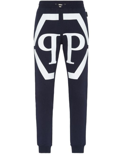 Philipp Plein Blue Logo-print Track Pants for men