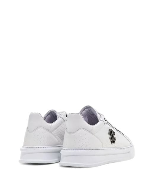 Roberto Cavalli White Logo-Plaque Low-Top Sneakers for men