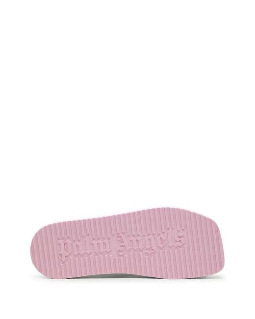 Palm Angels Pink Logo-Print Two-Tone Flip Flops
