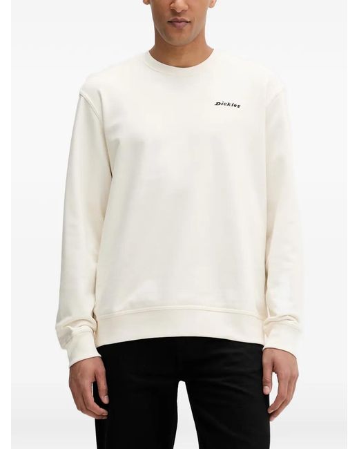Dickies White Logo-Embroidered Crew-Neck Sweatshirt for men