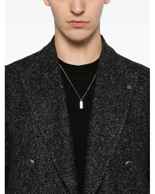 Tagliatore Black Double-Breasted Bouclé Jacket for men
