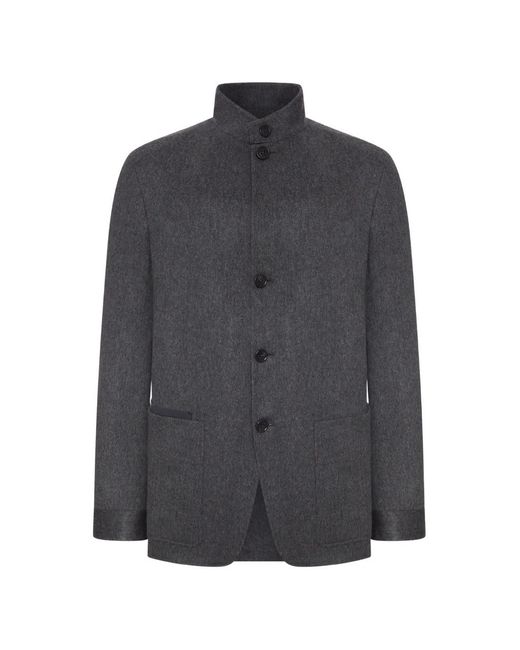 Zegna Gray High-Neck Jacket for men