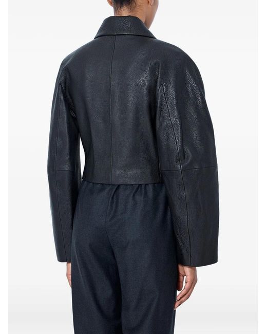 Rohe Blue Cropped Leather Jacket