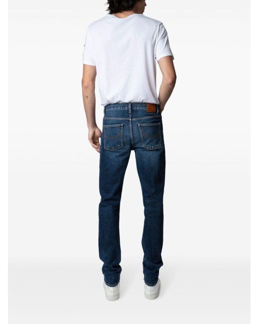 Zadig & Voltaire Blue Mid-rise Slim-cut Jeans for men