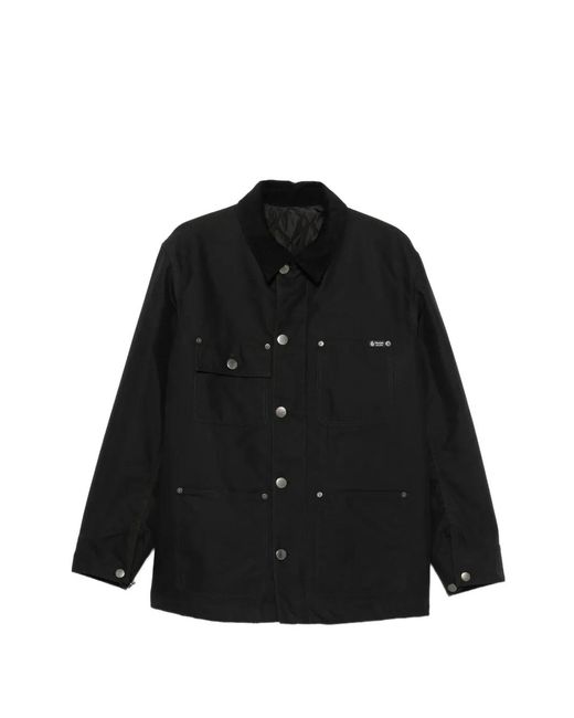 Prada Black Corduroy-Collar Logo-Patch Jacket for men