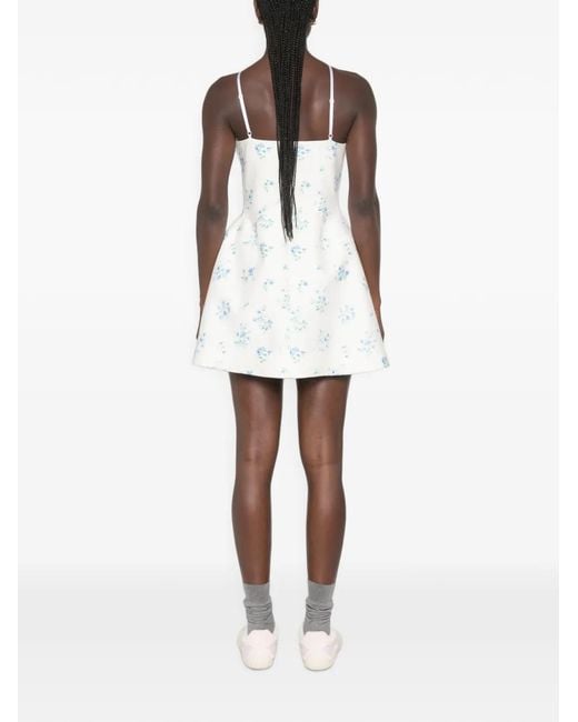 ShuShu/Tong White Floral-Print Bow-Detail Mini Dress