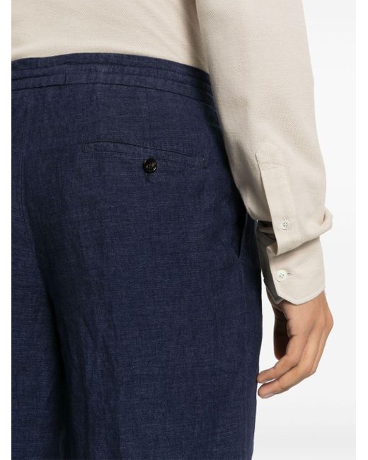 Zegna Blue Linen Chino Shorts for men