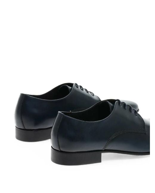 Corneliani Blue Cordoba Leather Derby Shoes for men