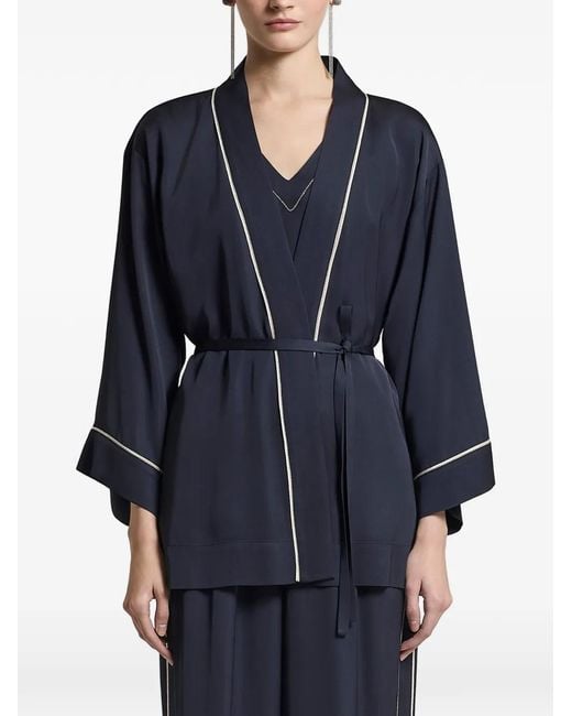 Peserico Blue Haut À Taille Ceinturée