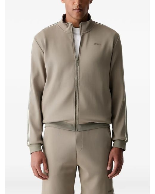 Guess Natural Side-Stripe Zip-Up Sweatshirt for men