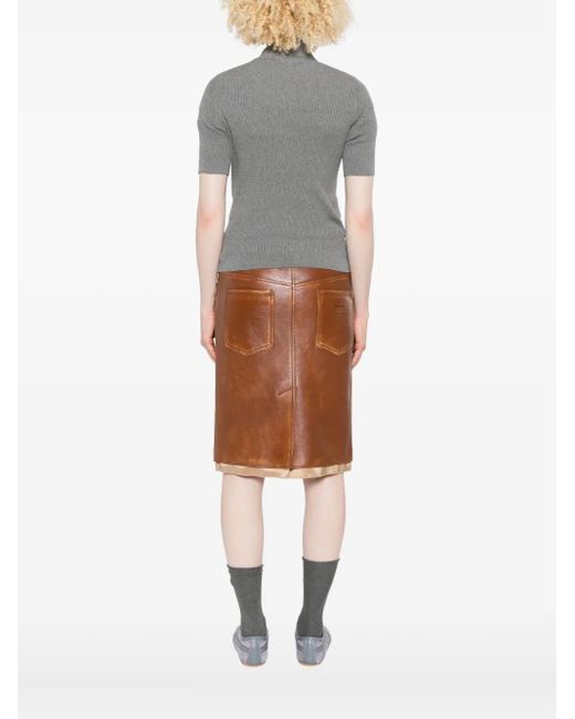 Top A Maniche Corte di Miu Miu in Gray