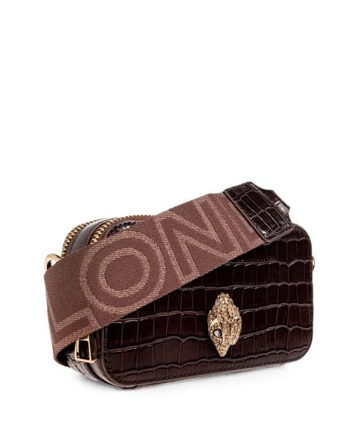 Kurt Geiger Brown Kensington Croc-Effect Leather Crossbody Bag