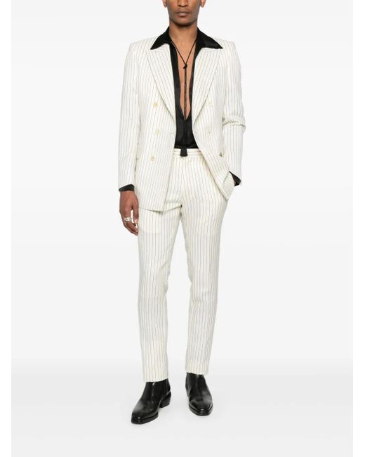 Tom Ford White Striped Trousers for men