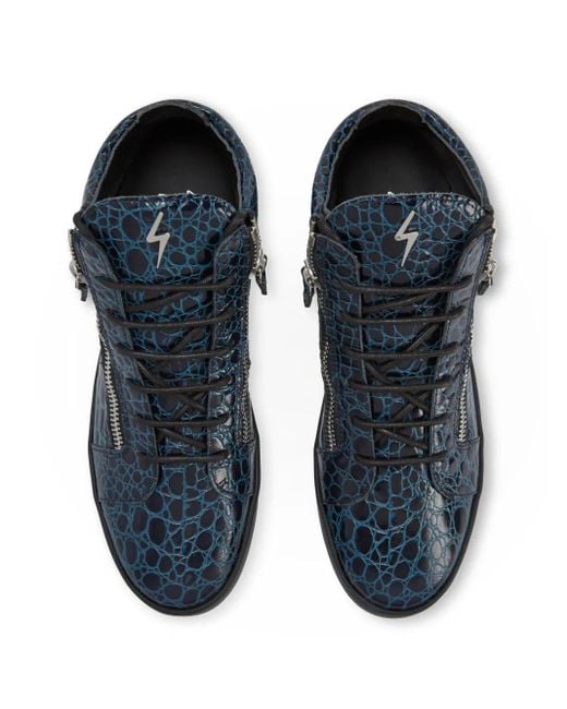 Giuseppe Zanotti Blue Kriss Crocodile-Effect Sneakers for men