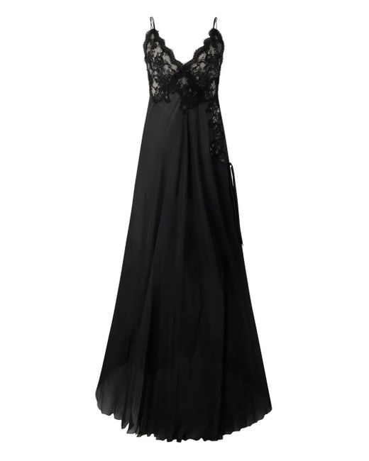 Vestido largo con paneles de encaje Roberto Cavalli de color Black