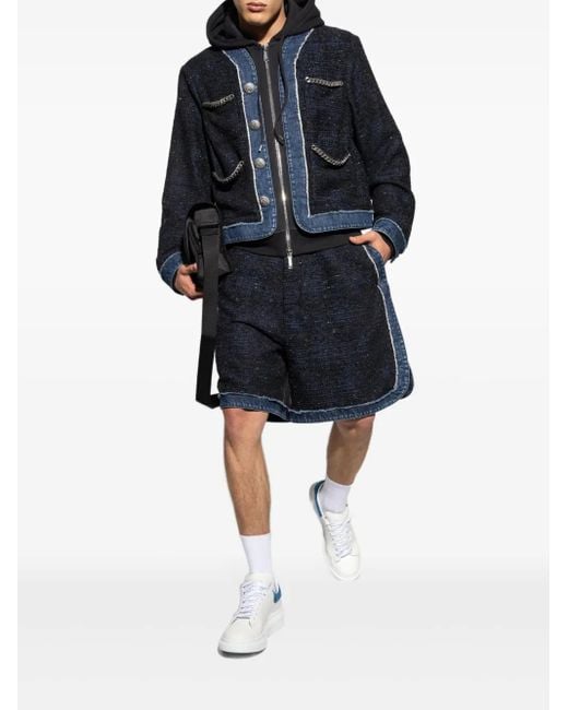 DSquared² Blue Chain-Trimmed Tweed Jacket for men
