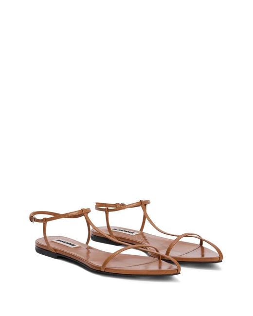 Jil Sander Brown Cage Flat Sandals