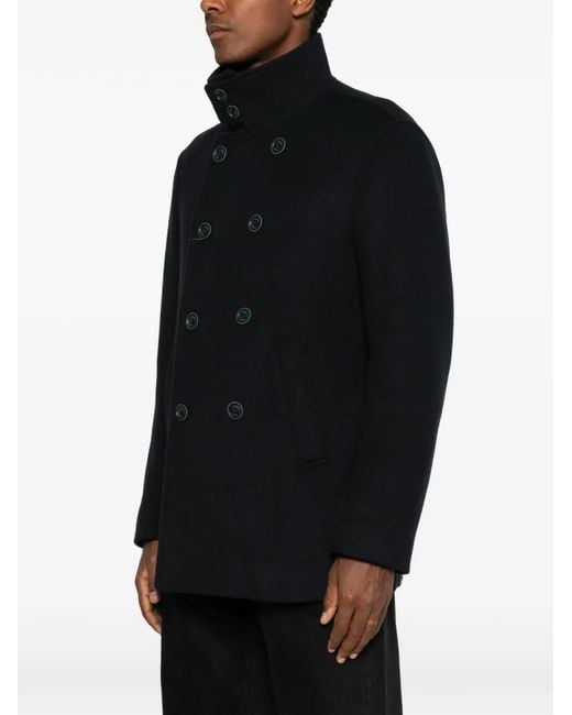 Herno Black Double-Breasted Coat for men