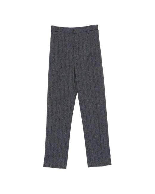 Victoria Beckham Gray Pinstripe-Pattern Trousers