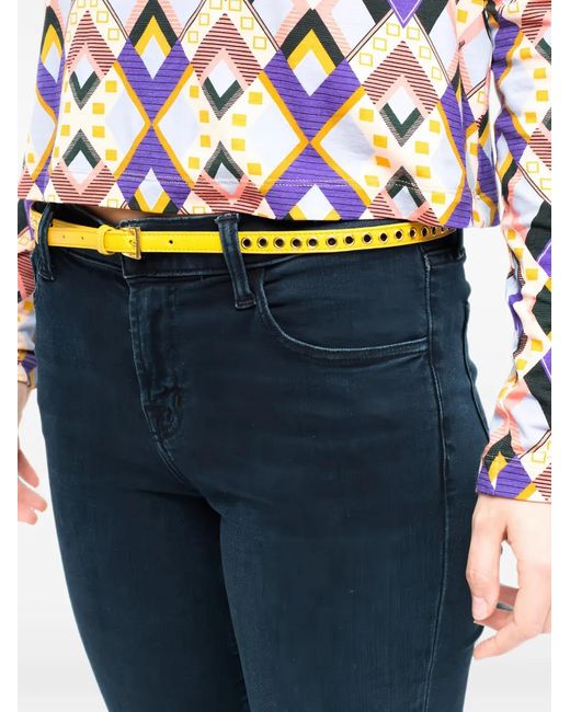 Prada Yellow Skinny Eyelet Belt