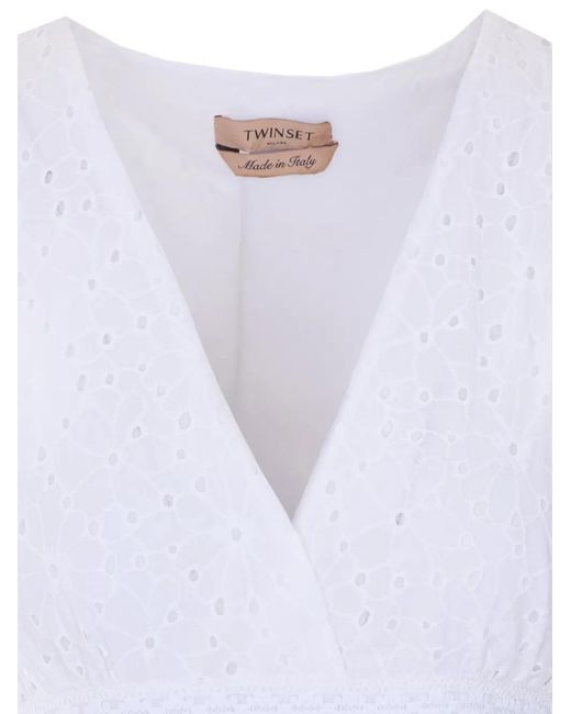 Twinset White V-Neck Sleeveless Dress