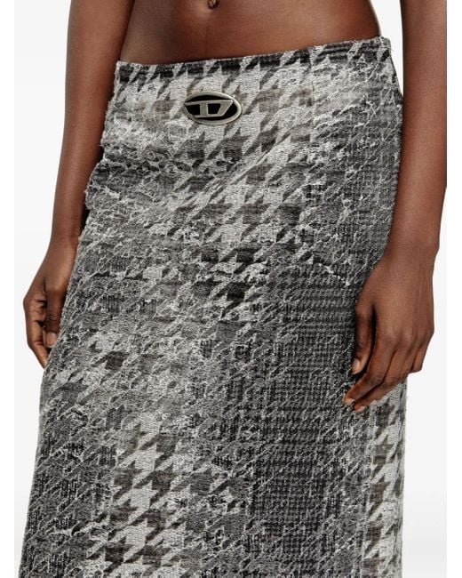 Falda midi con motivo pied de poule DIESEL de color Gray