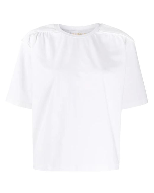 Remain White Piped-Shoulder T-Shirt