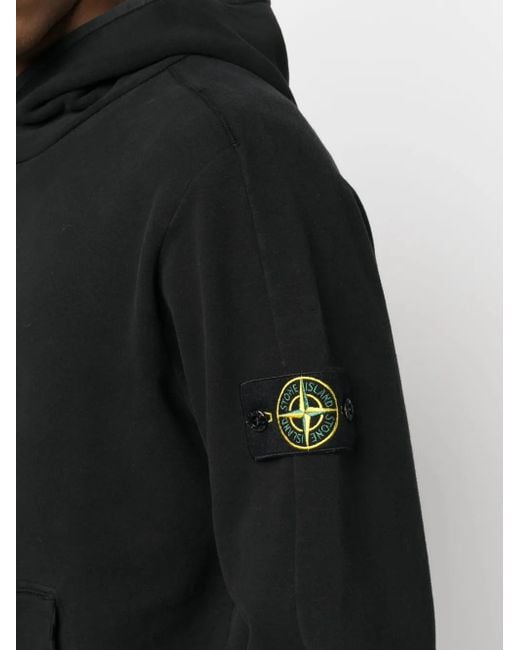 Sudadera con capucha y parche Compass Stone Island de hombre de color Black