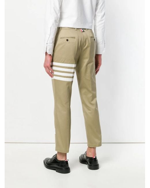 Thom Browne Natural Cotton Twill 4-Bar Unconstructed Chino Trousers for men