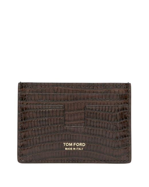 Tom Ford Brown Leather Card Holder for men