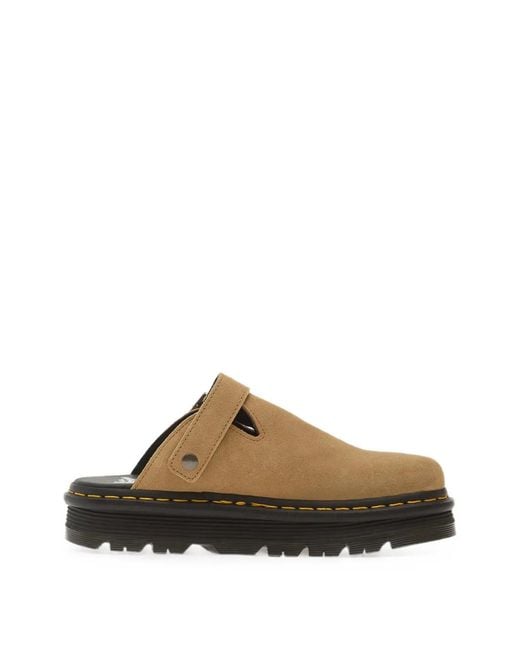Dr. Martens Brown Zebzag Buckle-Strap Mules
